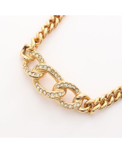 Dior Necklace Gp Rhinestone Gold Clear - Metallic