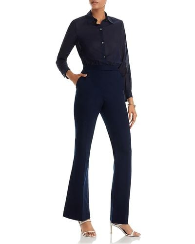 Theory Airy Long Sleeve Jumpsuit - Blue