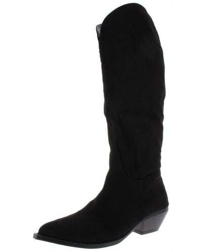 Penny Loves Kenny Saddle Faux Suede Pull On Over-the-knee Boots - Black
