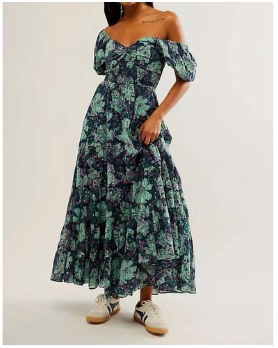 Free People Sundrenched Floral Tiered Maxi Sundress - Green