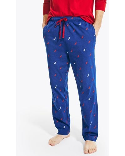 Nautica Logo Print Knit Sleep Pant - Blue