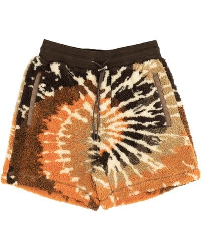 Amiri Orange And Tie Dye Polar Fleece Shorts - Brown