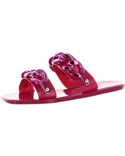 Kenneth Cole Naveen Chain Jelly Flat Slip On Jelly Sandals - Red