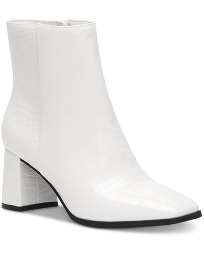 INC Dasha Faux Suede Ankle Booties - White