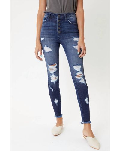 Kancan High-rise Distressed Ankle Skinny Jean - Blue