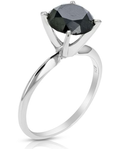 Vir Jewels 2 Cttw Black Diamond Solitaire Engagement Ring .925 Sterling With Rhodium - Metallic