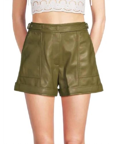 Jonathan Simkhai Chace Belted Faux Leather Shorts - Green