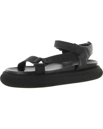Moncler Catura Leather Velcro Strap Ankle Strap - Black