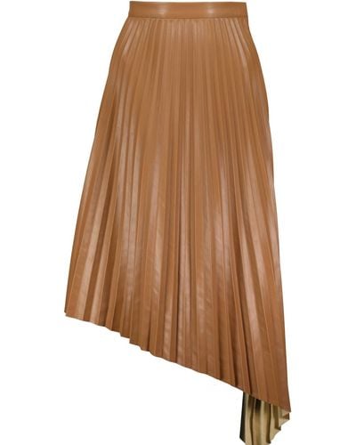 Bishop + Young Pleated Leather Skirt - Brown