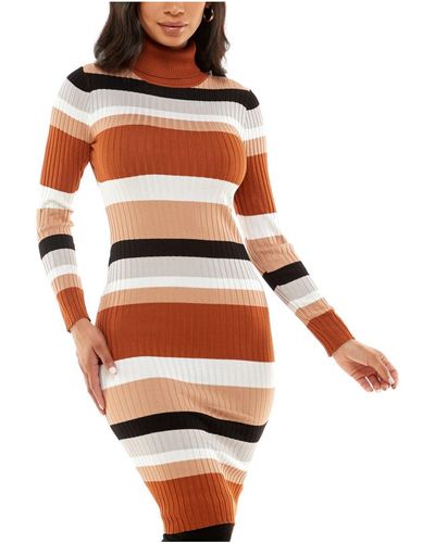 Almost Famous Juniors Striped Knee Sweaterdress - White