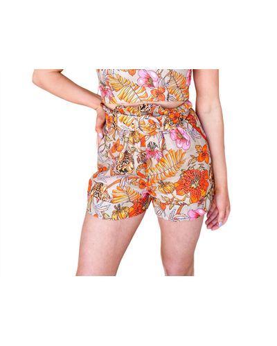 Lavender Brown Neon Jungle Shorts - Red