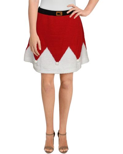 Planet Gold Juniors Christmas Holiday Mini Skirt - Red