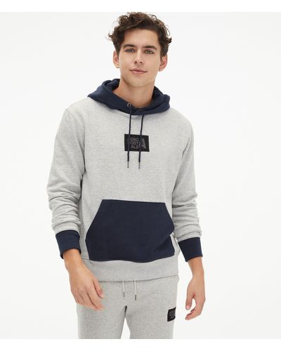 Aéropostale Letter Box Logo Colorblocked Pullover Hoodie - Blue
