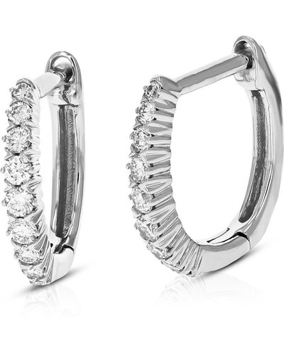 Vir Jewels 1/4 Cttw 18 Stones Round Lab Grown Diamond Hoop Earrings 14k White Gold Prong Set 1/2 Inch - Metallic