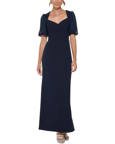 DKNY Crepe V-neck Evening Dress - Blue