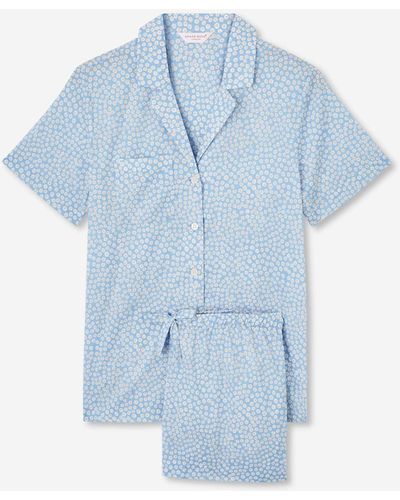 Derek Rose 's Printed Shortie Pajama Set - Blue