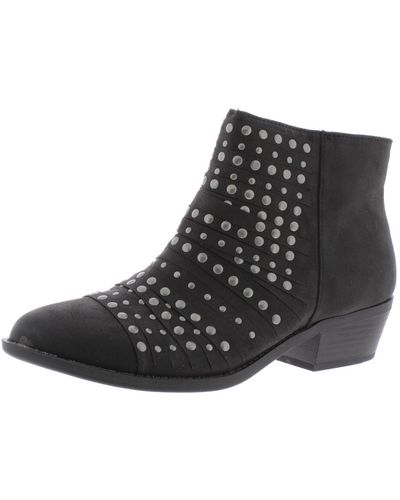White Mountain Desire Faux Leather Studded Ankle Boots - Black