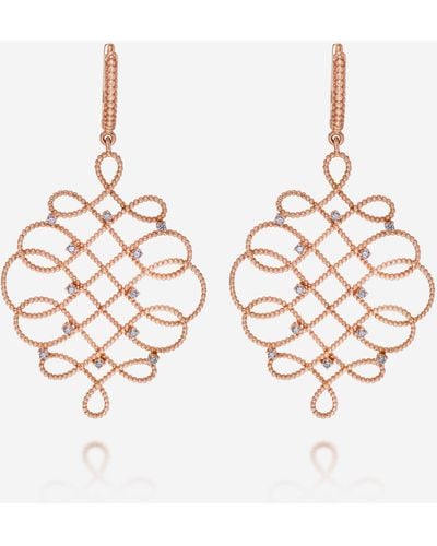 Piero Milano 18k Rose Gold, Diamond Drop Earrings - Metallic