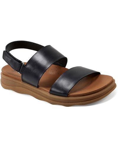 Earth Leah Casual Leather Strappy Sandals - Brown