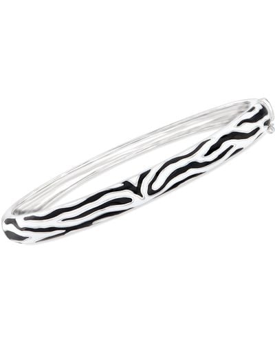 Ross-Simons Black And White Enamel Zebra-print Bangle Bracelet - Metallic