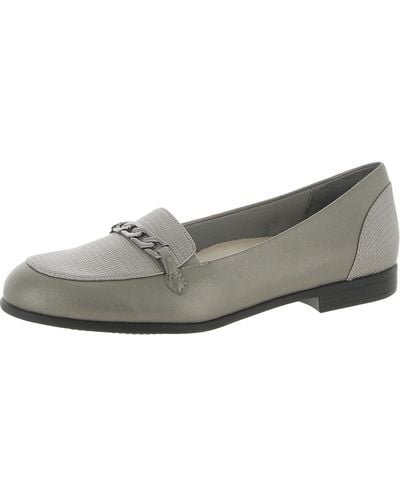 Trotters Anastasia Leather Flat Loafers - Gray