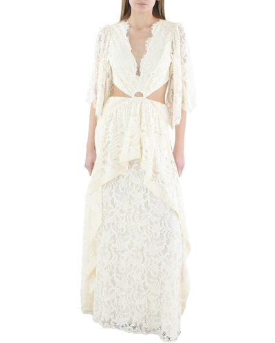 BCBGMAXAZRIA Lace Maxi Evening Dress - White
