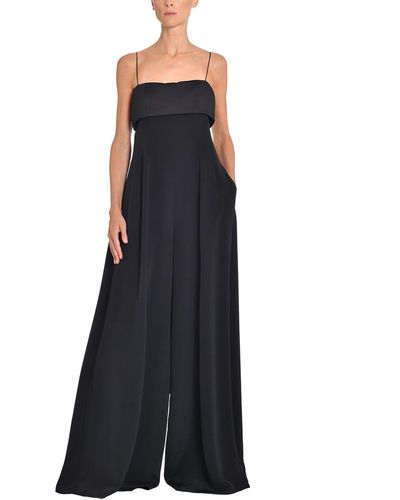 Adam Lippes Bandeau Jumpsuit In Silk Crepe - Blue