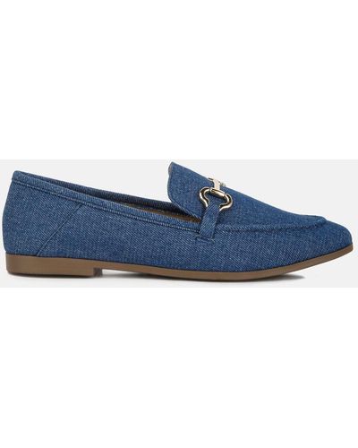 LONDON RAG Jiro Horsebit Detail Flat Loafers - Blue