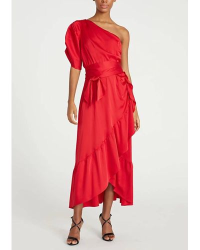 AMUR Topanga Faux Wrap Dress - Red