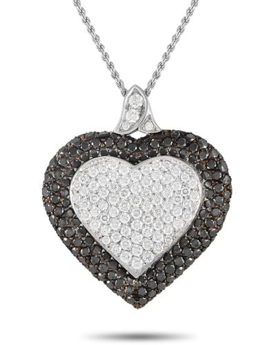 Graff 18k White Gold 6.05ct White And Diamond Pave Heart Necklace Gr01-040124 - Metallic