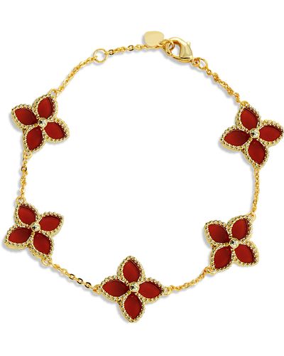 Savvy Cie Jewels 18k Gold Vermeil Flower Bracelet - White
