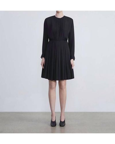 Lafayette 148 New York Organic Silk Georgette Pinktuck Dress In Black