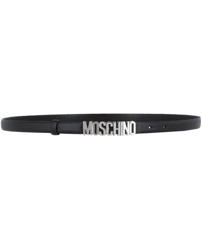 Moschino Thin Leather Logo Belt - White