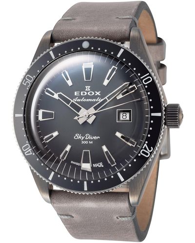 Edox Skydiver 42mm Automatic Watch - Gray