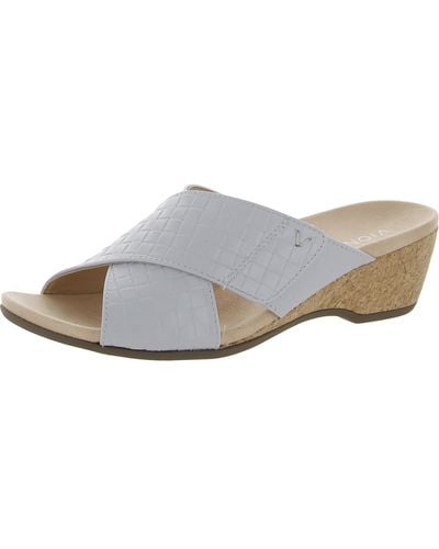 Vionic Paradise Leticia Lzrd Open Toe Slip On Wedge Sandals - Gray