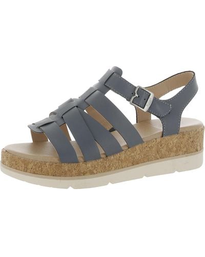 Dr. Scholls Only You Faux Leather Cork Wedge Sandals - Blue