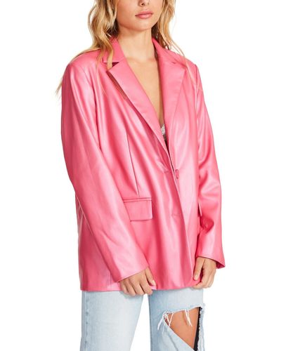 Steve Madden Faux Leather Office Two-button Blazer - Pink