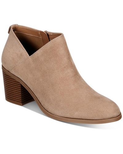Style & Co. Felaa Faux Suede Side Zip Ankle Boots - Brown