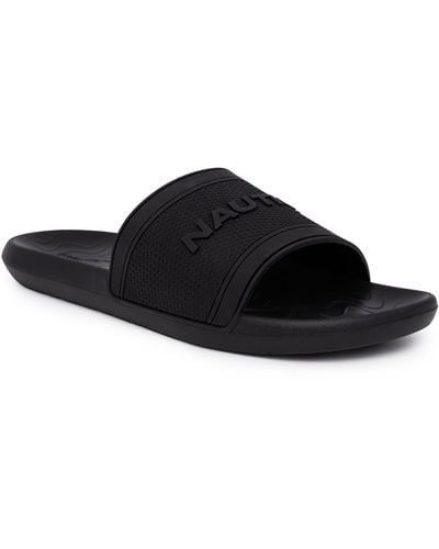 Nautica Logo Slide Sandal - Black
