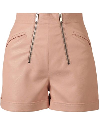 Stella McCartney High-waisted Faux Leather Shorts - Natural