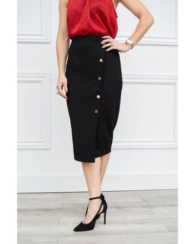 Bishop + Young Button Front Pencil Skirt - Black
