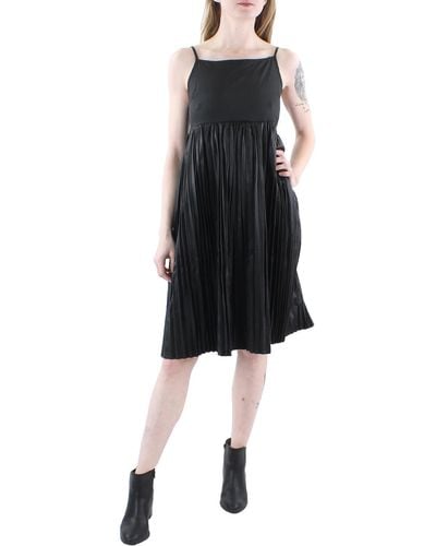 Gracia Mixed Media Pleated Cocktail And Party Dress - Black