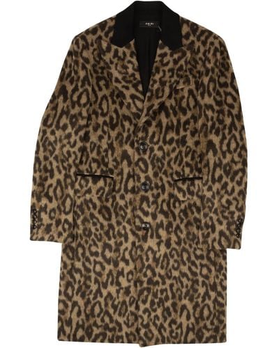 Amiri Brown Leopard Print Single Breasted Coat
