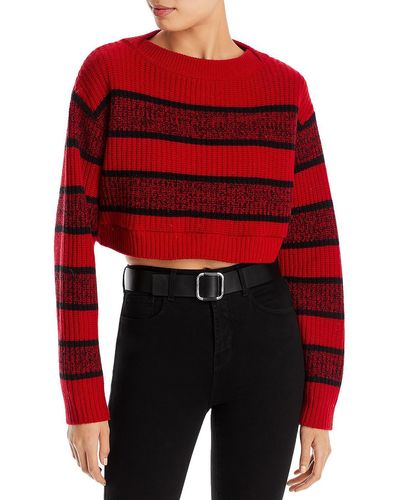 RE/DONE Wool Boatneck Crop Sweater - Red