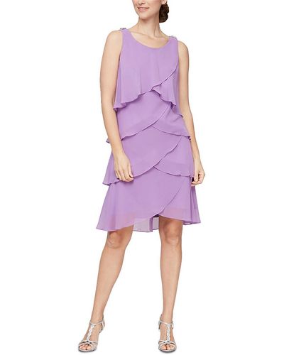 SLNY Chiffon Sleeveless Cocktail Dress - Purple