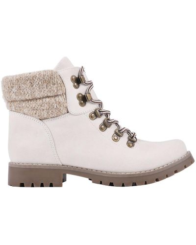 White Mountain Pathfield Knit Lace-up Ankle Boots - Natural