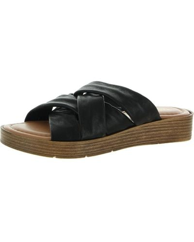 Bella Vita Leather Comfort Insole Slide Sandals - Black