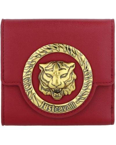 Just Cavalli Logo Plaque Compact Wallet - Red
