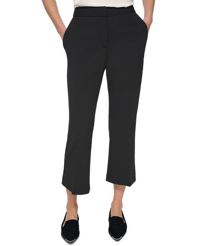 DKNY Flare Legs High Rise Cropped Pants - Black