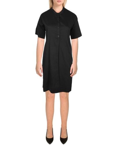 Eileen Fisher Mandarin Collar Mini Shirtdress - Black